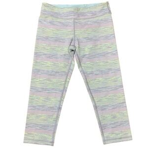 Ivivva Girls Lululemon Stripe Cropped Capri Leggings Pastel Space Dye Size 14